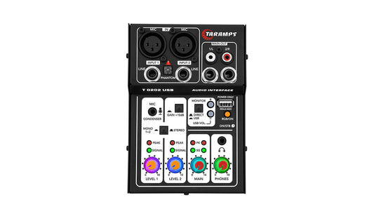 Taramps T 0202 USB INTERFACE AUDIO MIXER 2 CHANNEL W/ RGB LED (Choose Color)