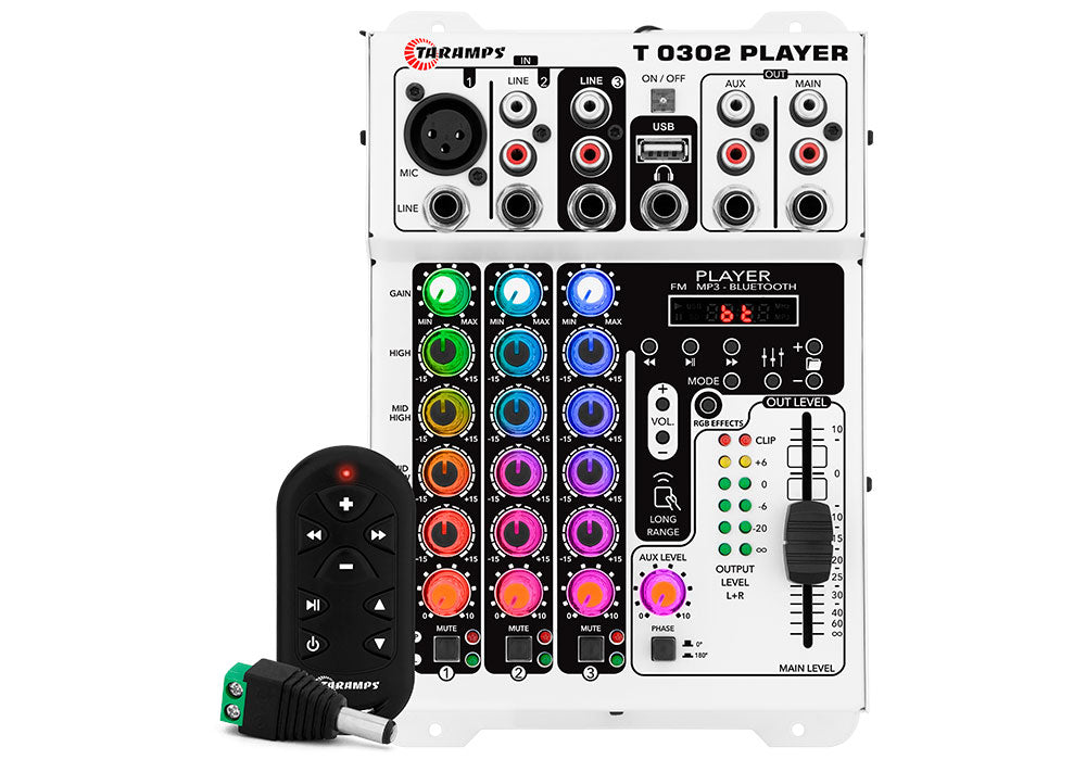 Taramps T 0302 PLAYER MULTICOLOR PLAYER AUDIO MIXER 3 CHANNEL W/ RGB LED